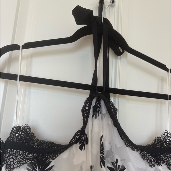 Sachin + Babi Noir Black and White Lace Ruffle Evening Gown Dress - Picture 4 of 8